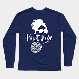 Knit Life Beach girl with yarn ball Long Sleeve T-Shirt